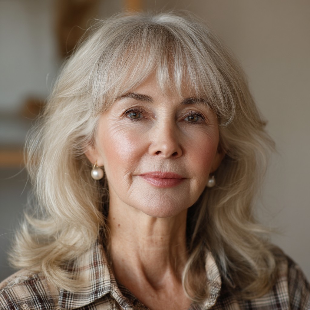 Chic Layered Haircut with Soft Bangs