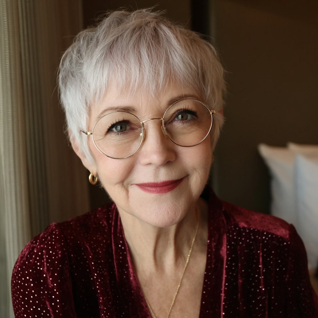 Chic Layered Silver Pixie Cut with Soft Texture