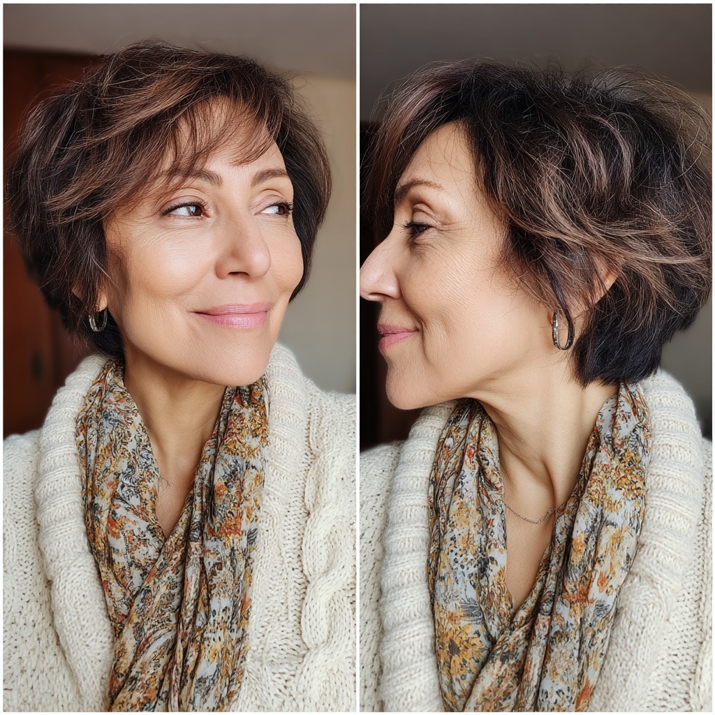 Chic Layered Textured Bob for Women Over 60