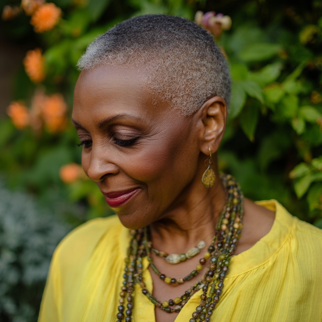 Chic Short Silver Fade with Natural Texture