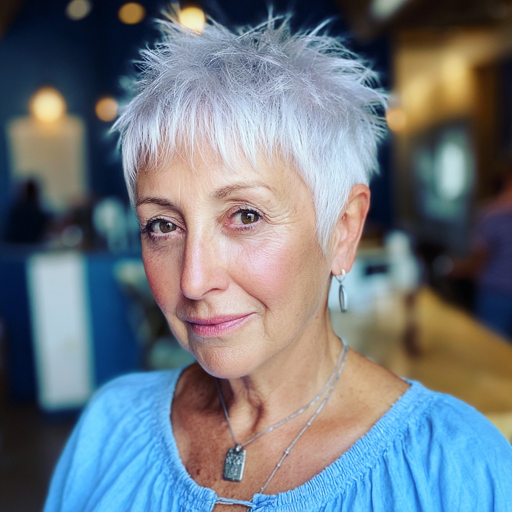 Chic Silver Textured Pixie Cut