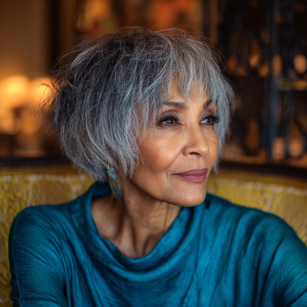 Chic Textured Gray Bob with Soft Layers