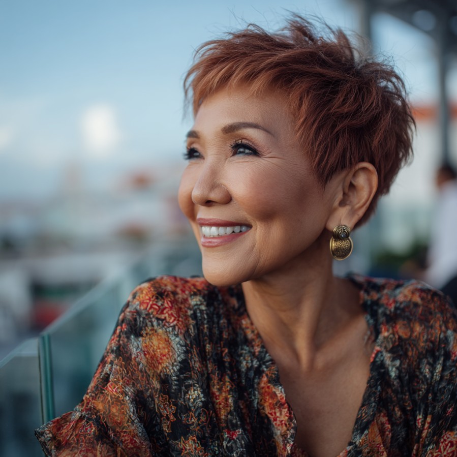 Chic Textured Pixie with Warm Ginger Tones