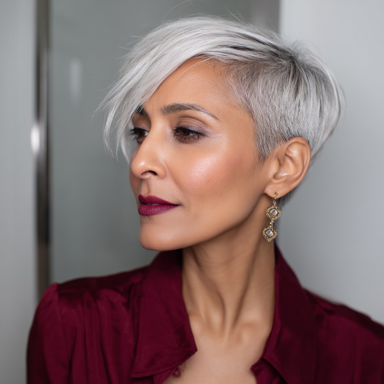 Chic Textured Silver Pixie Cut