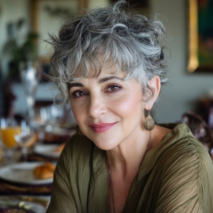 Chic Textured Silver Pixie Shag with Soft Waves