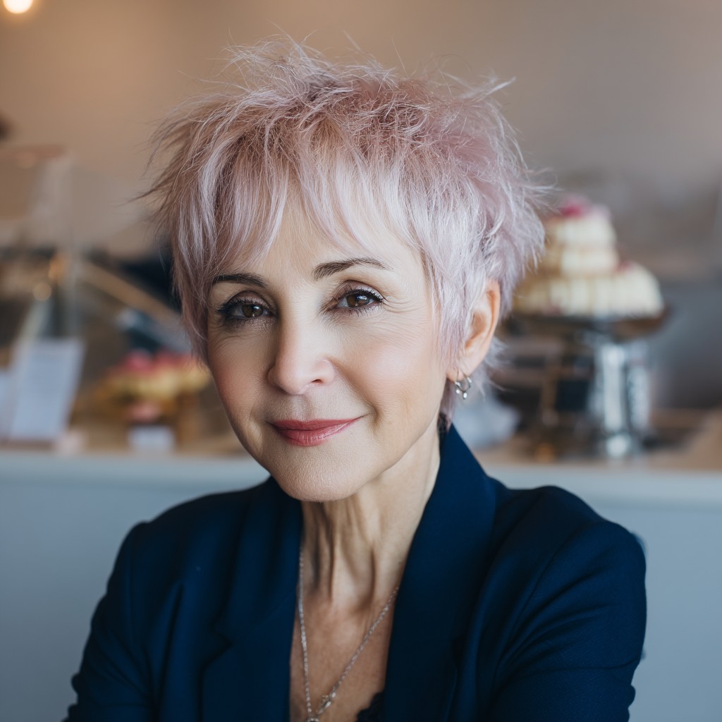 Choppy Soft Pink Pixie with Whimsical Texture