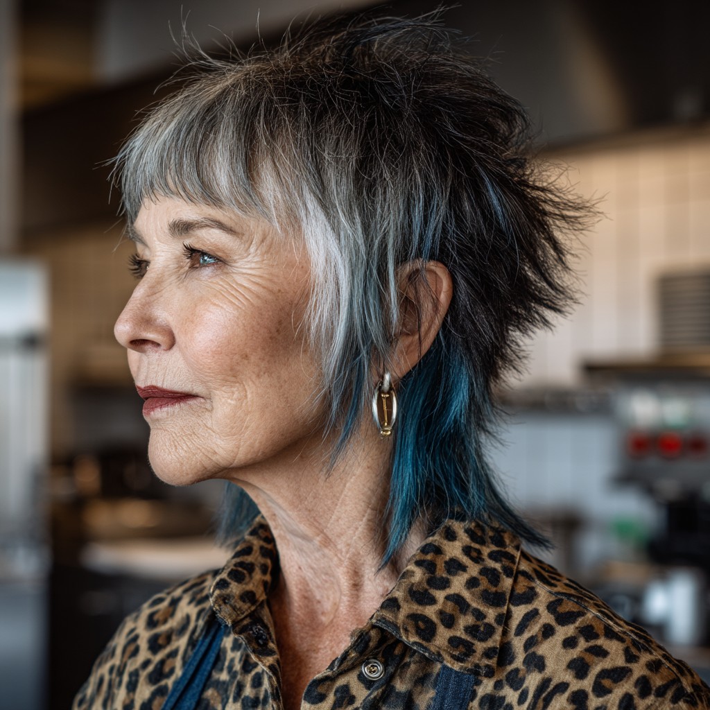 Dynamic Textured Shag with Bold Blue Accents