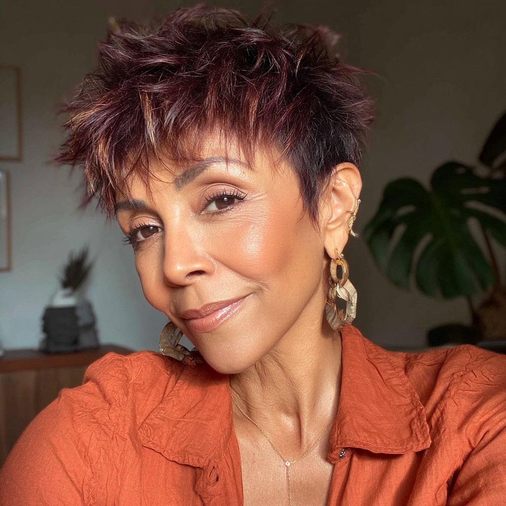 Edgy Short Pixie with Vibrant Highlights