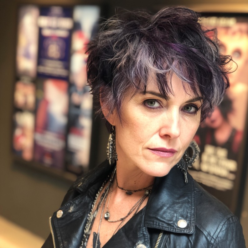 Edgy Textured Pixie Shag with Subtle Purple Highlights