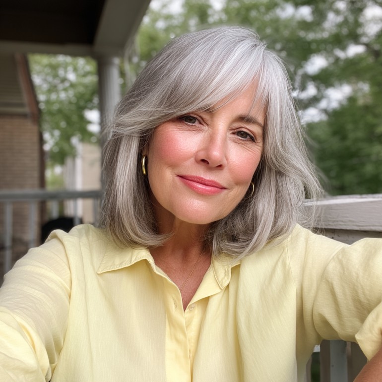 Elegant Curtain Bangs with Textured Layers