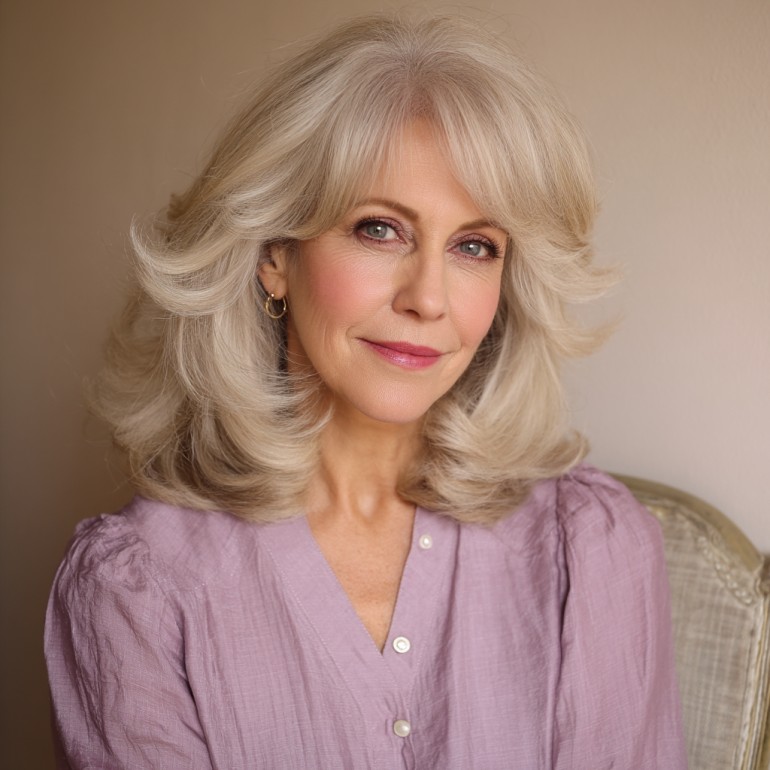 Elegant Layered Curtain Bangs with Soft Volume