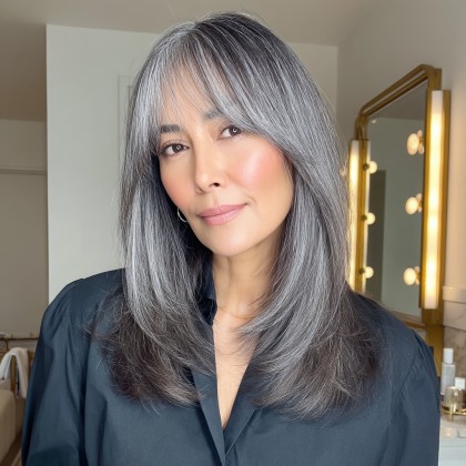 Elegant Silver Butterfly Cut with Soft Layers