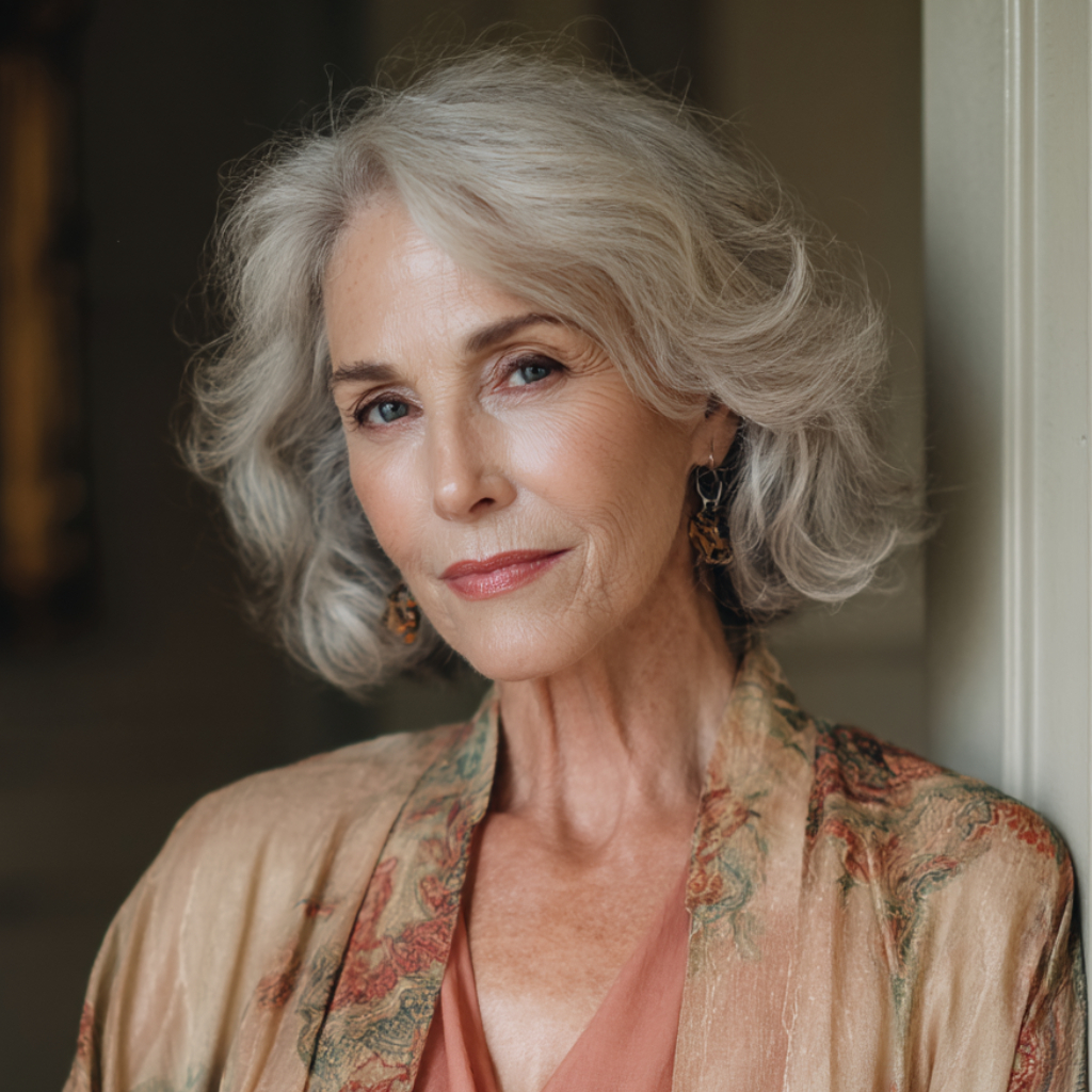 Elegant Silver Layered Waves for Mature Women