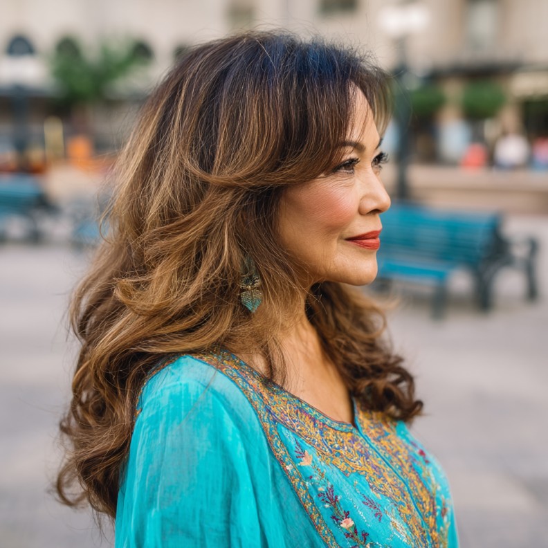 Flowing Layered Butterfly Cut with Rich Highlights