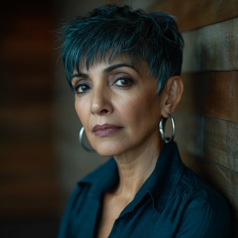 Modern Textured Pixie Cut with Subtle Blue Undertones