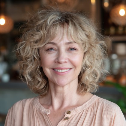 Playful Curtain Bangs with Textured Curls