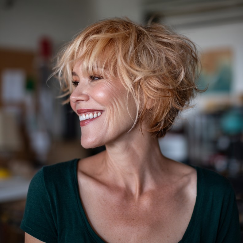 Playful Tousled Pixie Shag for Women Over 50