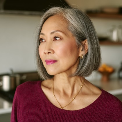 Sleek Gray Blunt Bob with Subtle Texture