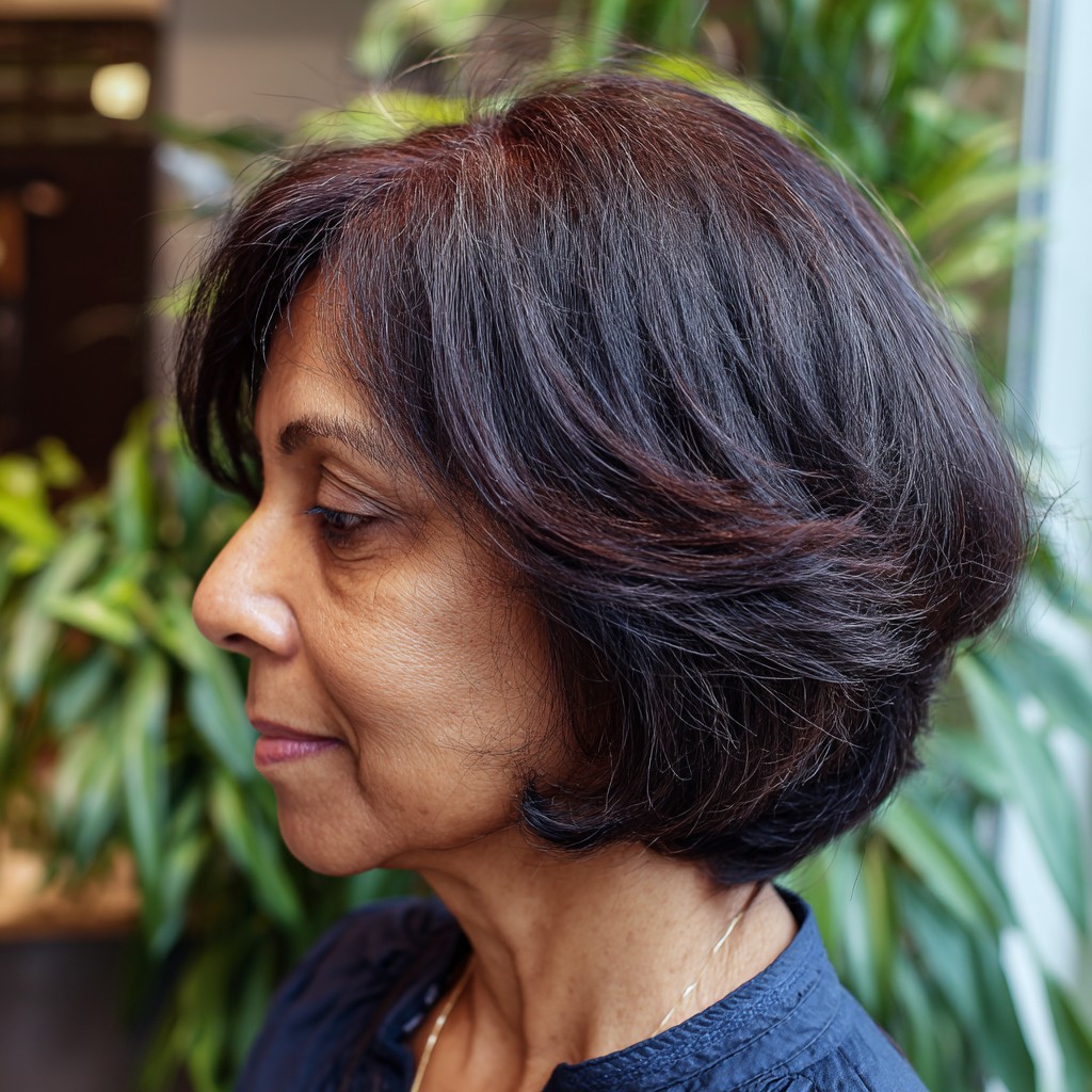 Soft Layered Brunette Bob with Subtle Highlights