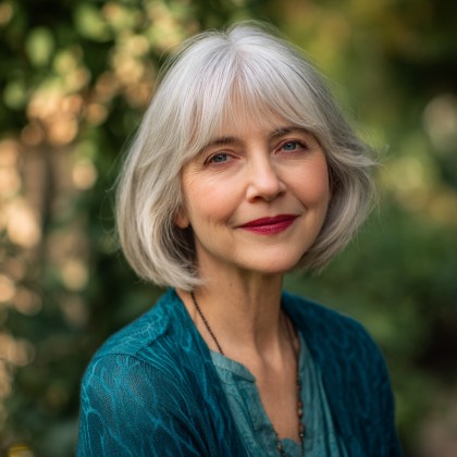 Soft Layered Silver Bob with Gentle Movement