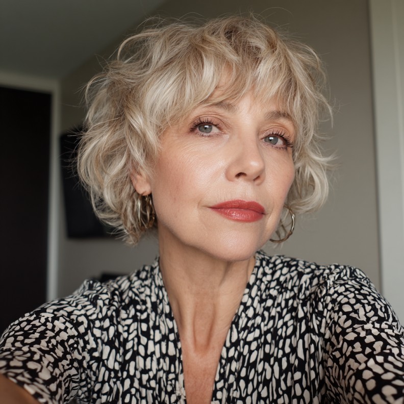 Soft Textured Pixie Shag with Defined Curls