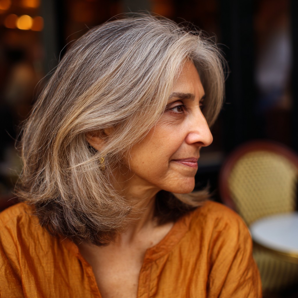 Softly Layered Shoulder-Length Haircut with Subtle Highlights