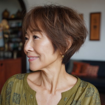 Stylish Layered Long Pixie with Natural Texture