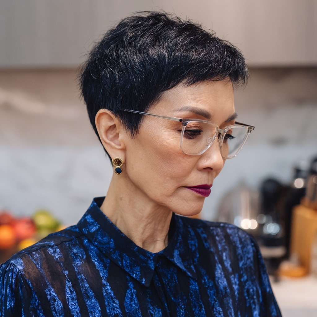Stylish Textured Pixie Cut for Mature Women