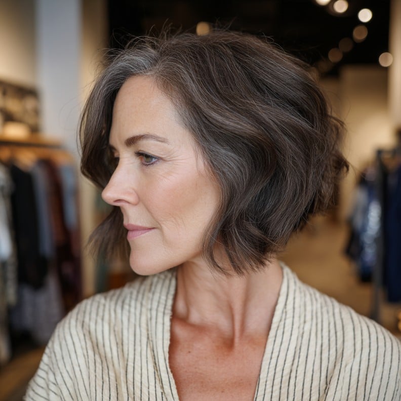 Textured Bob with Soft Waves for Effortless Volume