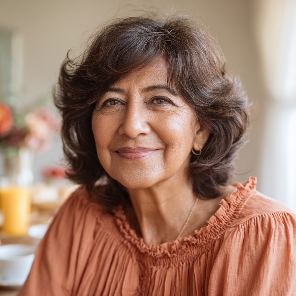 Textured Butterfly Layers with Soft Volume for Women Over 70