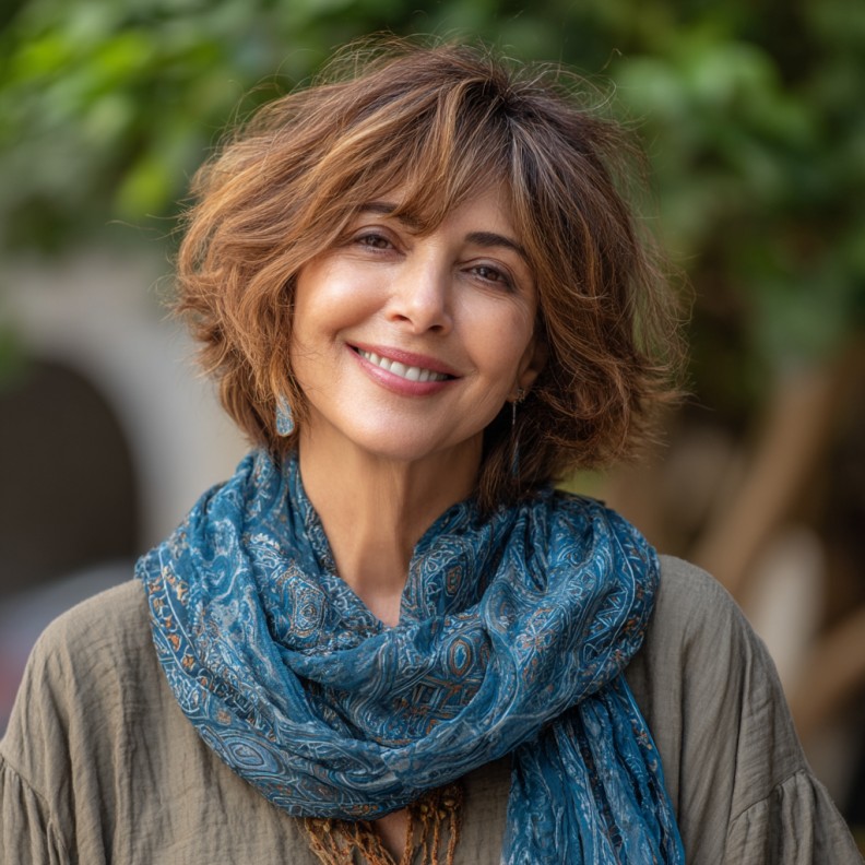 Textured Curly Bob with Soft Layers