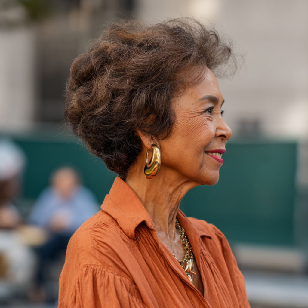 Textured Curly Layers for Mature Hair