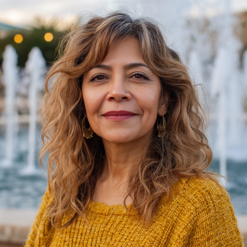 Textured Curtain Bangs with Soft Natural Curls