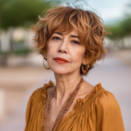 Textured Golden Pixie Shag with Soft Waves