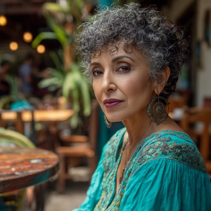 Textured Gray Pixie Shag with Defined Curls