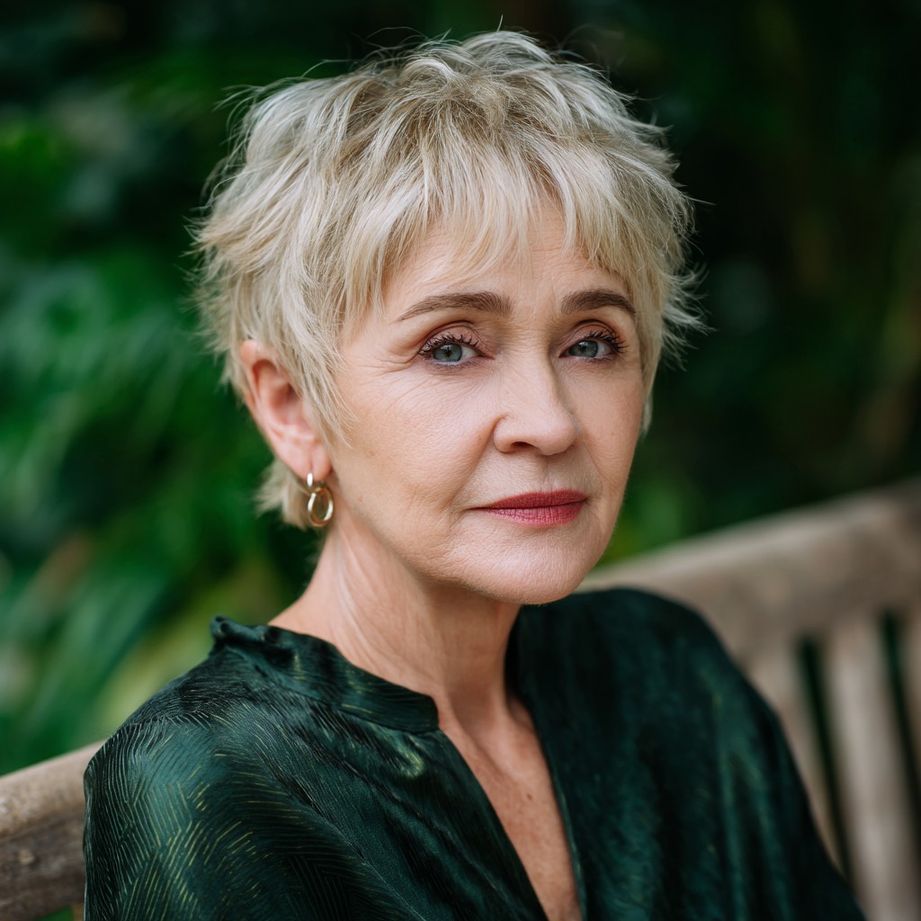 Textured Shaggy Pixie with Feathered Fringes