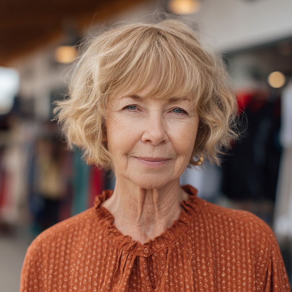 Textured Short Curly Cut with Soft Layers