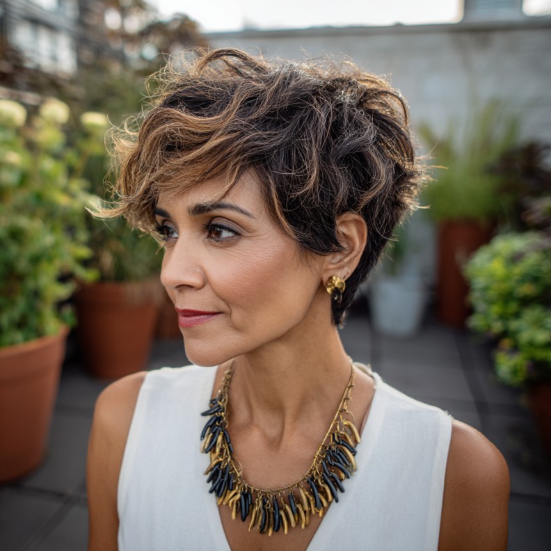 Textured Short Pixie with Soft Waves