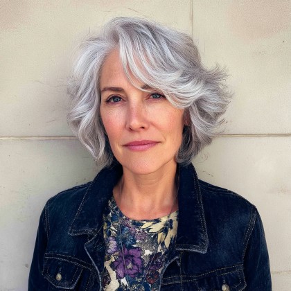 Textured Silver Butterfly Cut with Soft Volume