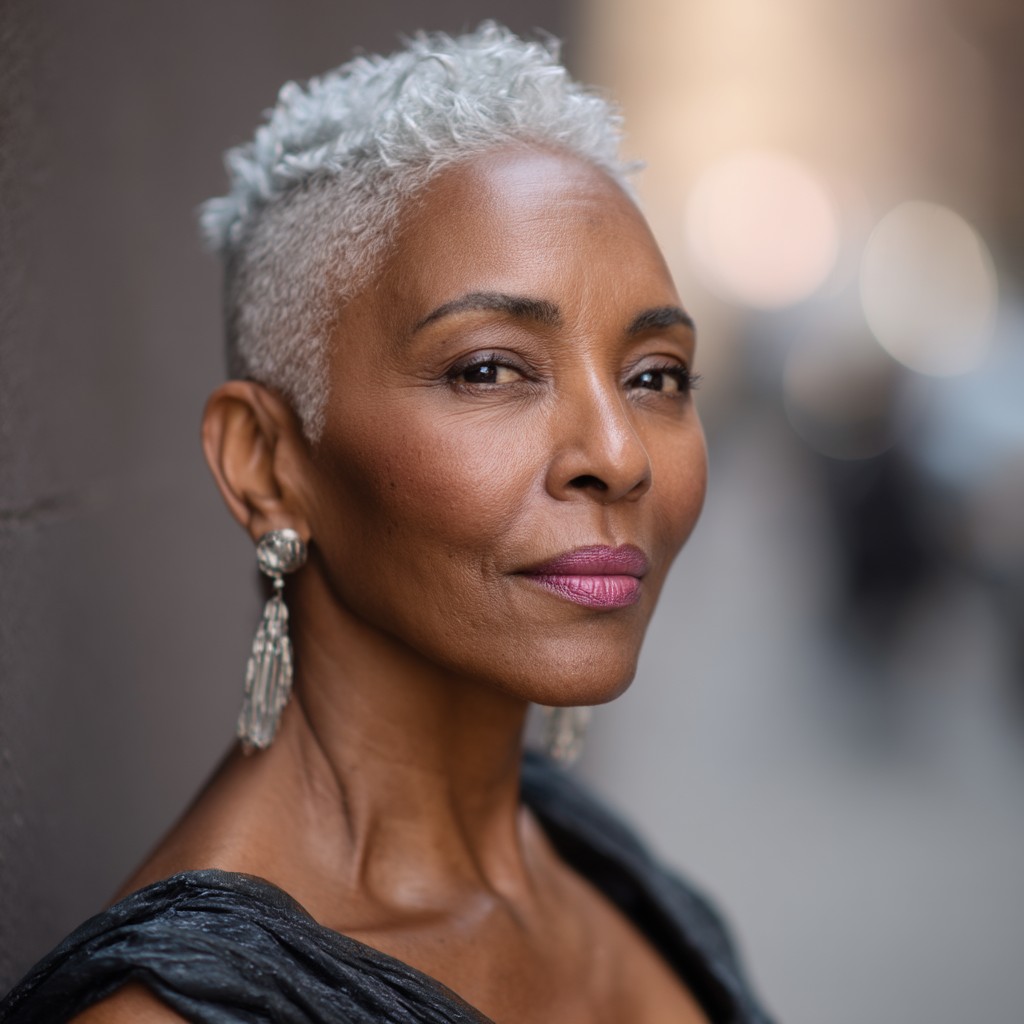 Textured Silver Tapered Cut with Curled Top