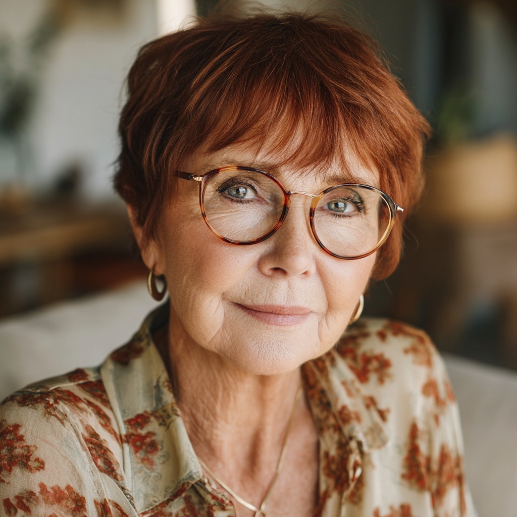 Vibrant Copper Pixie Cut with Soft Bangs