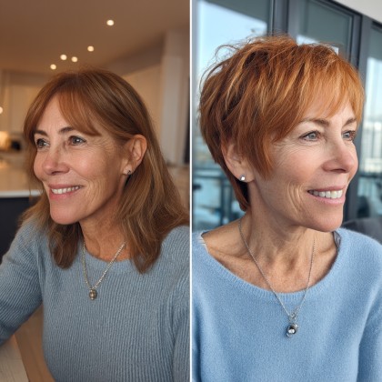 Vibrant Copper Pixie Shag for Women Over 50
