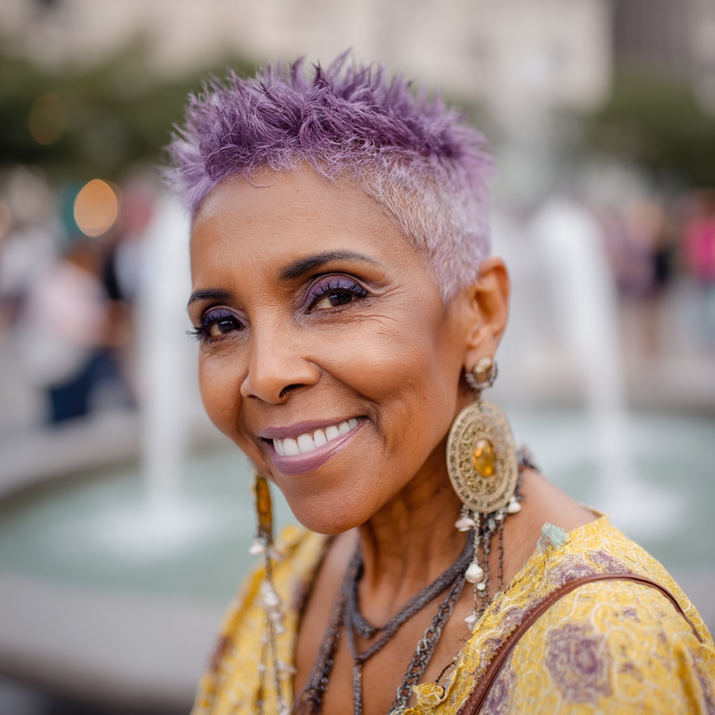 Vibrant Short Pixie with Lavender Highlights