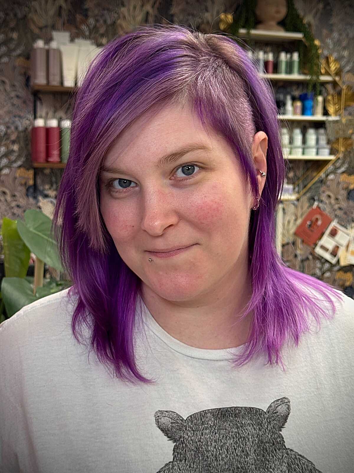 Asymmetrical Purple Edge with Shaved Side
