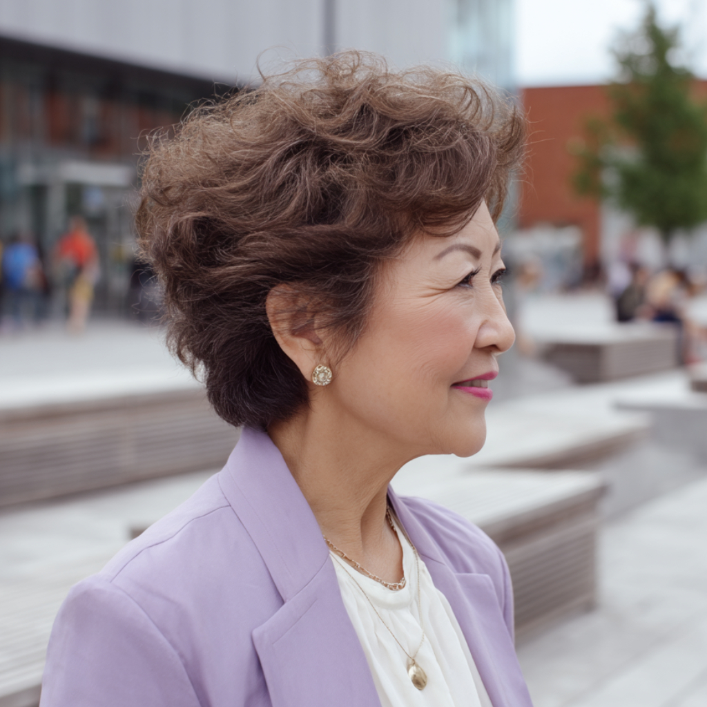 Charming Curly Textured Cut with Playful Volume