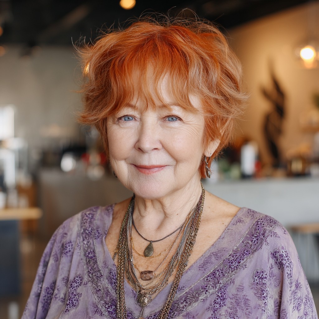 Charming Textured Copper Pixie Bob with Soft Layers