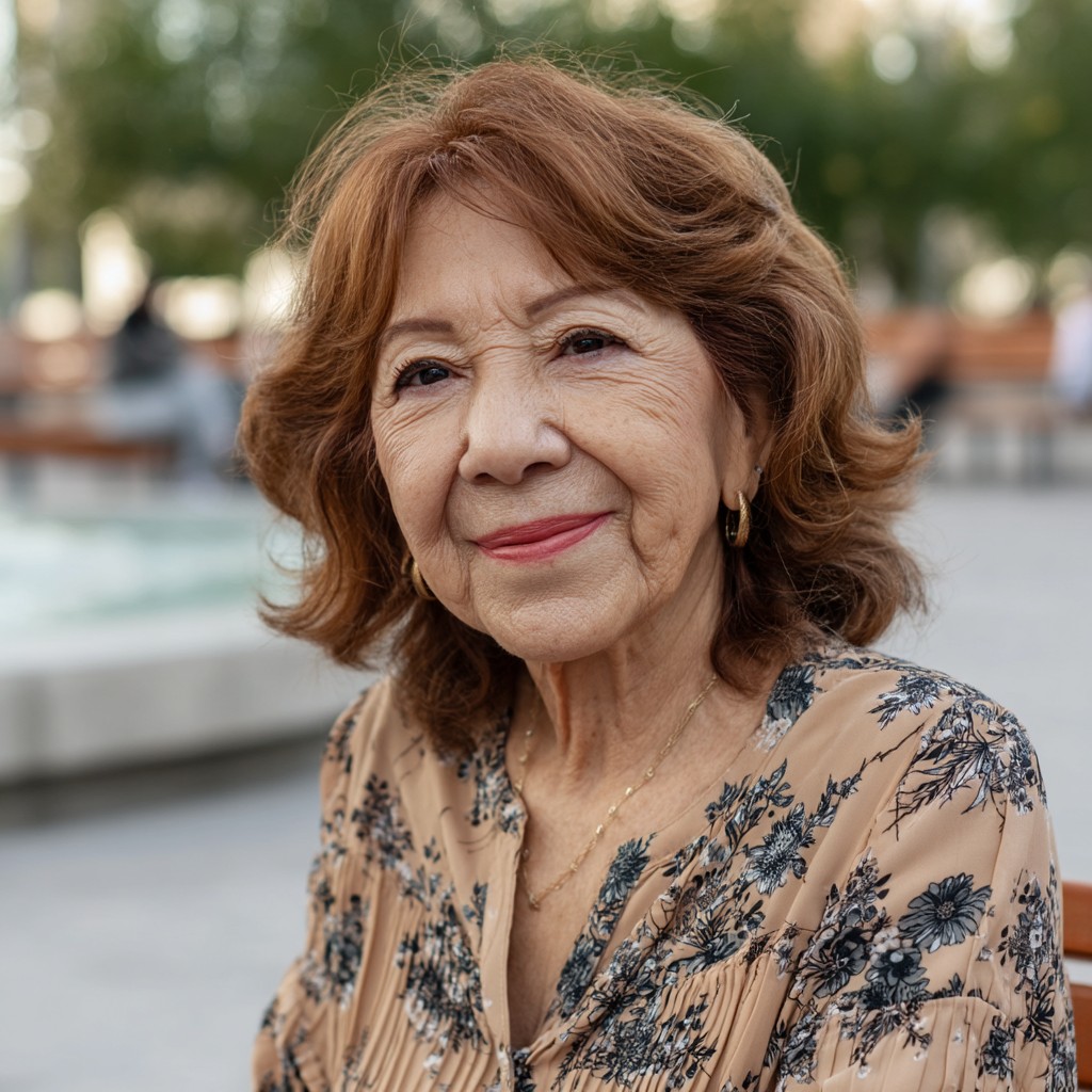 Charming Warm Copper Waves with Curtain Bangs