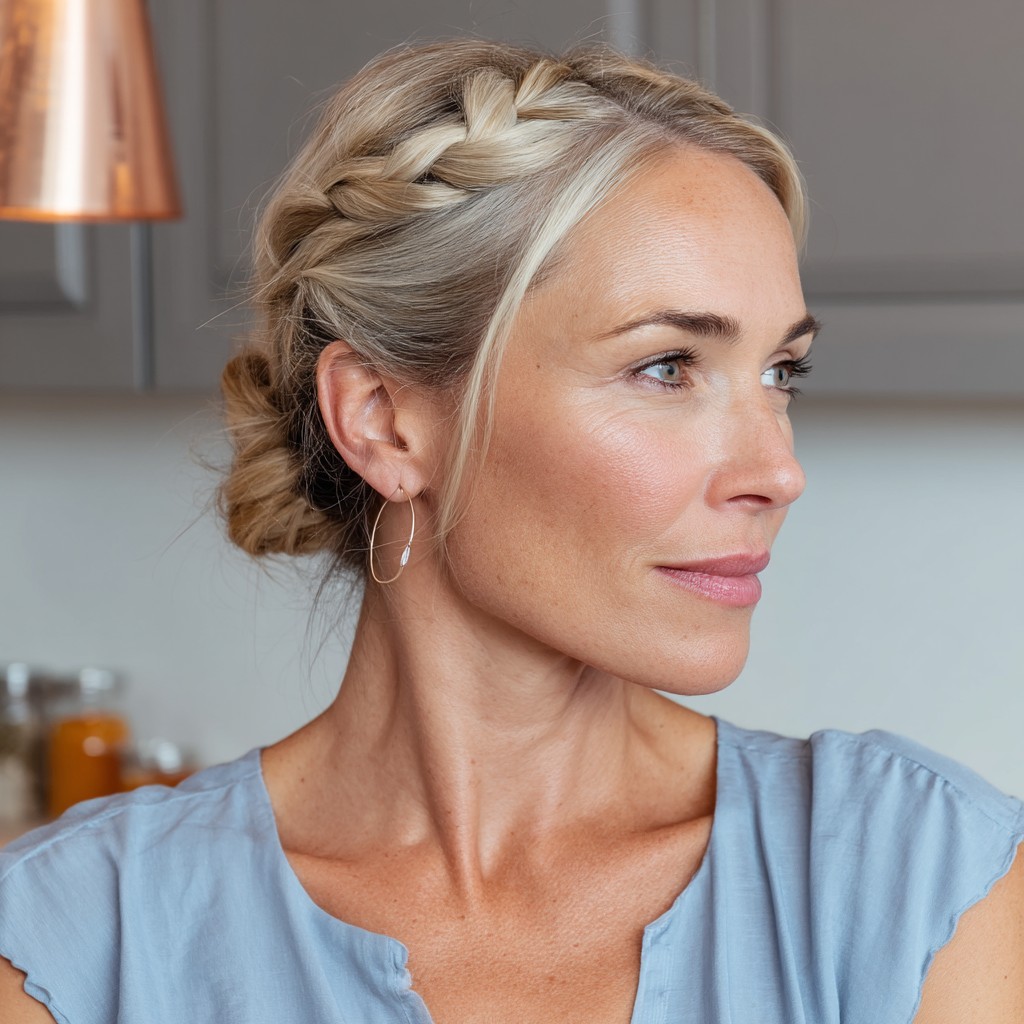 Chic Braided Updo with Loose Waves