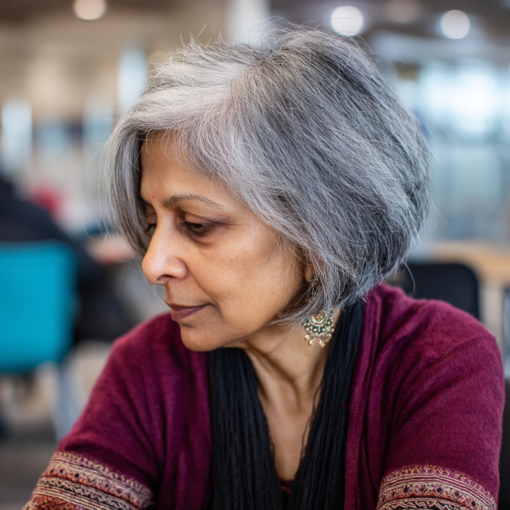 Chic Layered Gray Bob with Soft Edges