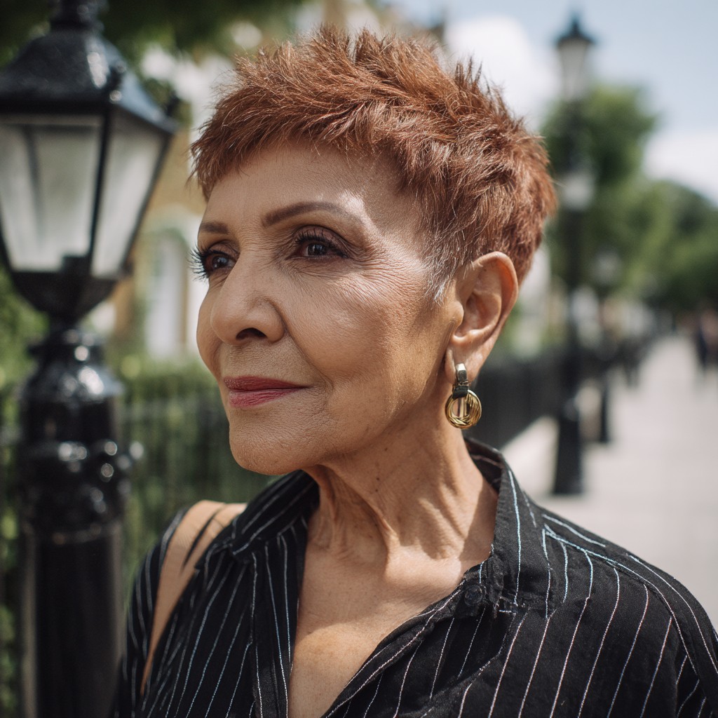 Chic Short Spiky Cut with Rich Copper Undertones